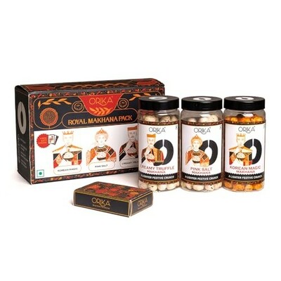 Orika Royal Makhana Gift Box | Korean Magic, Creamy Truffle & Pink Salt Flavored Makhana