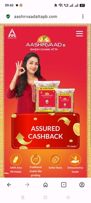 Rs.80 cashback on Aashirvaad Atta 10kg pack