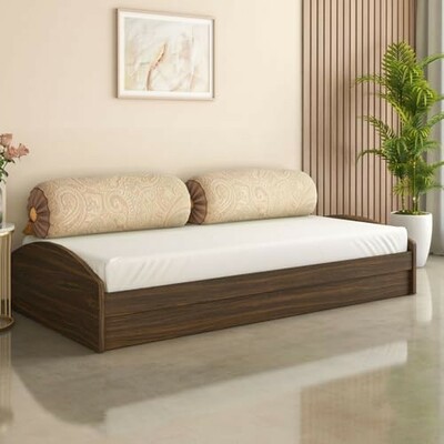Nilkamal Addison Wooden Single Bed with Storage | Engineered Wood | Knock Down | 1 Year Warranty | Classic Walnut