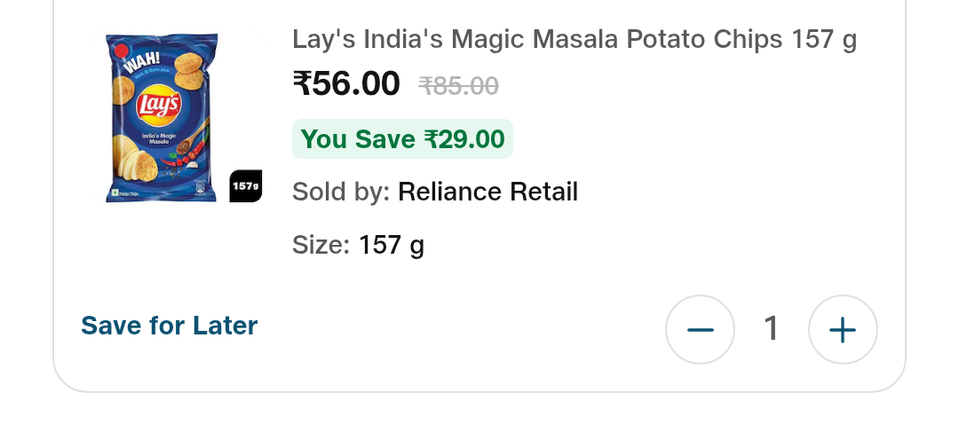 Lays Magic Masala party pack @ ₹56 on JioMart 