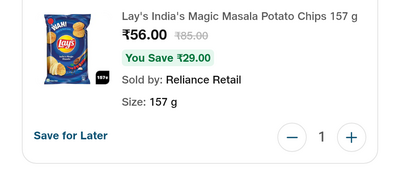 Lays Magic Masala party pack @ ₹56 on JioMart 