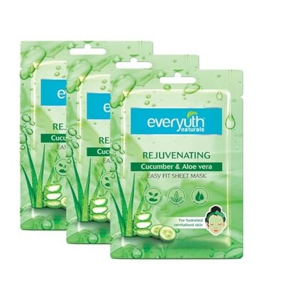 Everyuth Naturals Rejuvenating Cucumber & Aloe Vera Sheet Mask Pack of 3 [Apply Coupon]