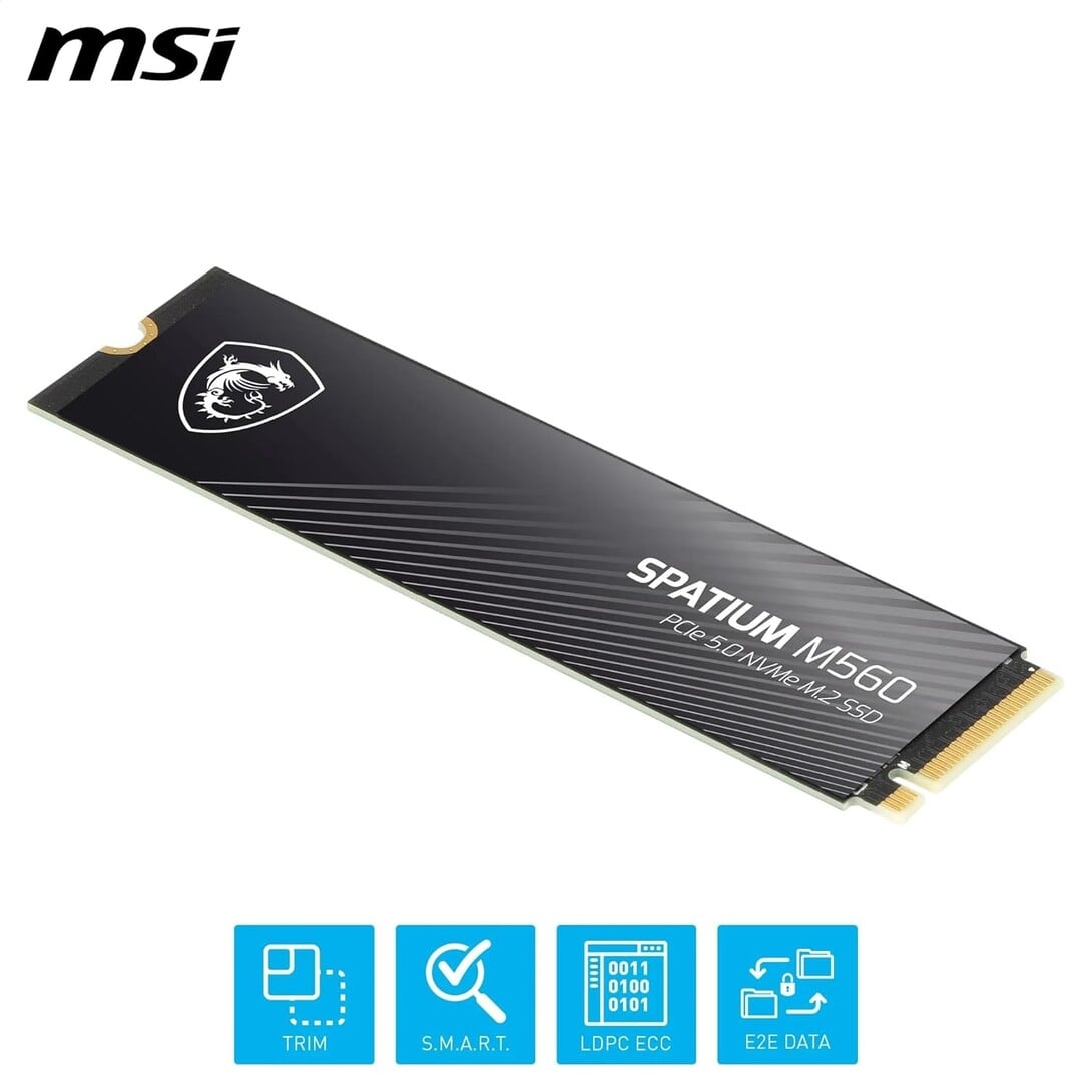 MSI SPATIUM M560 2TB – PCIe 5.0 NVMe M.2 Internal Solid State Drive, Up to 10,300 MB/s Read & 8,700 MB/s Write, 3D NAND, PHISON E31T Controller, Built-in Data Security – 5 Year Warranty (1200 TWB)