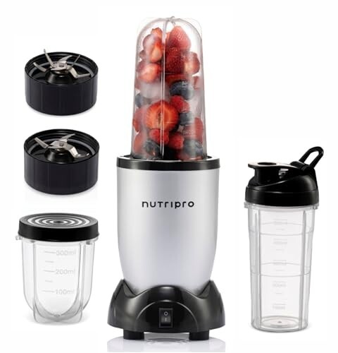 NutriPro Juicer Mixer Grinder - Smoothie Maker - 500 Watts (3 Jars & 2 Blades, Silver) - 2 Year Warranty