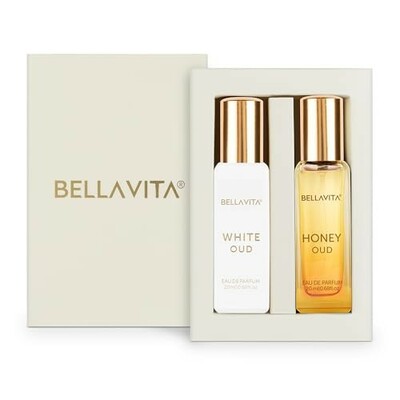 Bella Vita Luxury White Oud & Honey Oud | Long Lasting Perfume | Perfume for Man & Woman | EDP 2x20ml | Honey, Lemon & Patchouli | Premium Fragrance