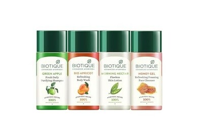 Biotique Travel Kit | Includes Green Apple, Bio Apricot, Morning Nectar & Honey Gel 