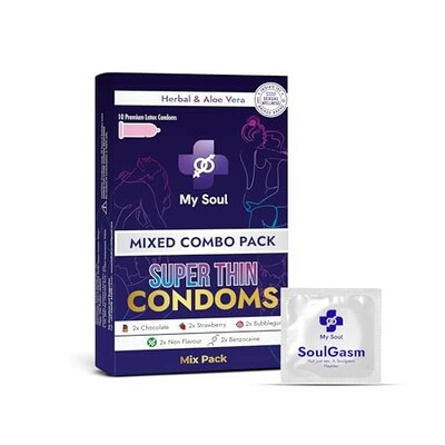 My Soul Ultra Thin Aloe Vera Based Assorted Condoms Pack (10s)