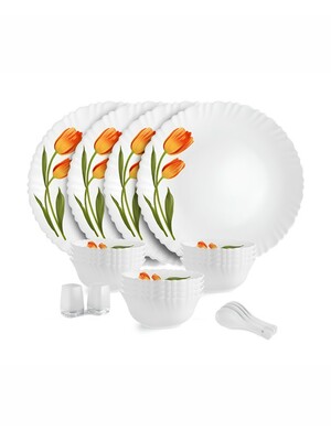 Buy Cello Dazzle Series White 22 Pieces Floral Printed Opalware Microwave Safe Dinner Set - Dinner Set for Unisex 31242416 | Myntra