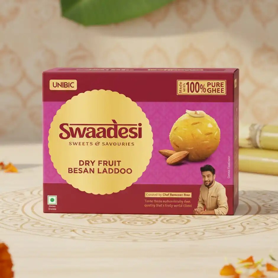 Zepto – Unibic Swaadesi Ghee Dry Fruit Besan Laddoo (180g)