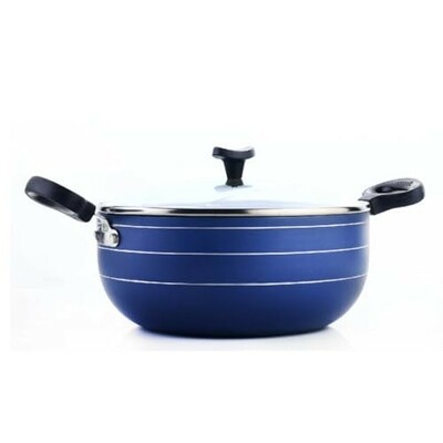 Crystal Indo Series Non Stick Induction Base Deep Kadai 250Mm with Glass Lid