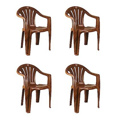 Cello Capri Arm Chair (Sandalwood Brown, Set of 4)