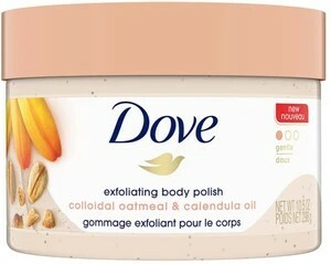 DOVE Exfoliating Body Polish for Delicate & Sensitive Skin with Oatmeal & Calendula Oil