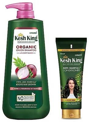 Kesh King Ayurvedic Onion Shampoo 600ml & Kesh King Scalp and Hair Medicine Anti-Hairfall Conditioner, 200 ml