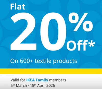 IKEA-Flat 20% Off on 600+ Textile products