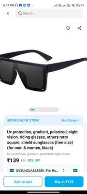 Retro Square Shield Sunglasses (Polarized & UV Protection) at just ₹59