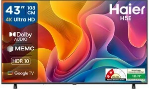 Haier 108 cm (43 inch) Ultra HD (4K) LED Smart Google TV 2025 Edition |2GB RAM + 32GB ROM