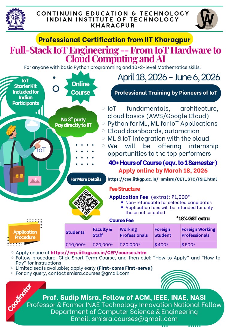 IIT Kharagpur Full-Stack IoT Engineering - Hardware, Cloud Computing and AI