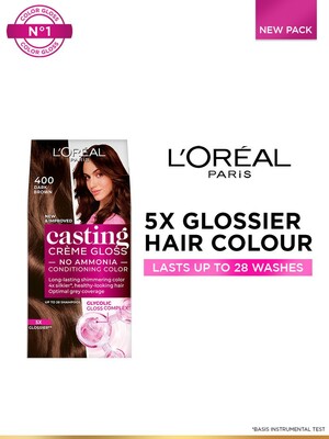 LOreal Paris Casting Creme Gloss Hair Color With Glycolic Gloss Complex Dark Brown 400 - Hair Colour