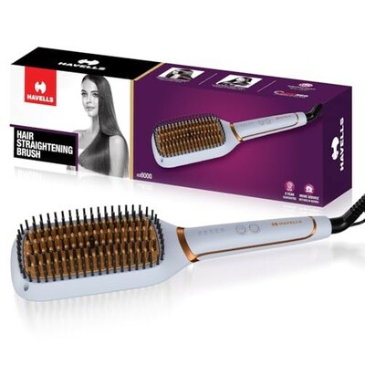 Havells Keratin Infused Hair Straightener Brush With Temperature Control For All Hair Types|| HS6000