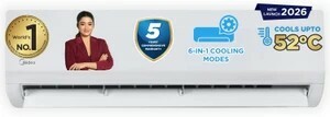 Midea 2026 Model 1.5 Ton 5 Star Split Inverter Convertible 6-in-1 with Auto Intelligence,Turbo Mode for Faster Cooling, PM 2.5 Filter AC 