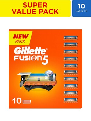 Gillette Men Set Of 10 Fusion Shaving Blade Cartridges - Razors And Cartridges for Men 