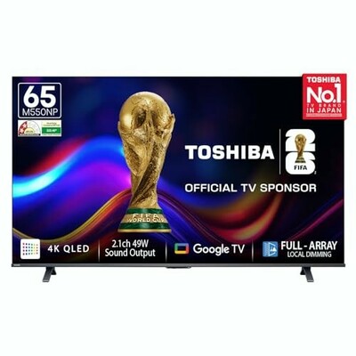 Toshiba 164 cm (65 Inches) 4K Ultra HD Smart QLED Google TV | Dolby Vision Atmos, HDR10+ | 2.1 CH 49W Powerful Speakers with Sub Woofer | VRR 120 Hz & Game Mode | REGZA Engine ZR | 65M550NP (Black)
