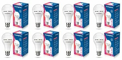 Crompton Emergency 9W LED Bulb Base B22 Cool Day Light (Pack of 8)
