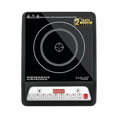 Cadlec CookMate 2000W Induction Cooktop with Crystal Glass | 7 Cooking Modes, Auto Shut-Off, Over-Heat Protection, LED Display, BIS Approved, 2-Year Warranty | Black