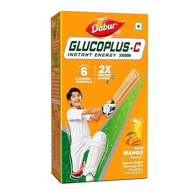DABUR Gluco-C Instant Powder Energy Glucose (Mango Flavour) - 1Kg | Replenishes Energy | 20% More Glucose In Every Sip | Vitamin C Helps Boosts Immunity | Calcium Supports Bone Health