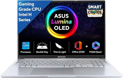 ASUS Vivobook 16, 13th Gen, Intel Core i5-13420H,16GB RAM,512GB SSD,FHD (1920 x 1200) OLED,Win 11,M365 Basic (1Year)*,Backlit Keyboard,Office 2024,Silver,1.88 kg,X1605VA-SH1952WS, Thin & Light Laptop 
