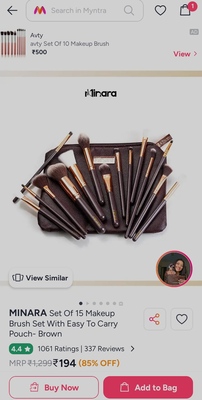 Minara set of 15 makeup brushes