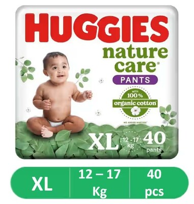 Zepto - Huggies Nature Care Baby Diapers | Pant Style | XL | 40 pcs