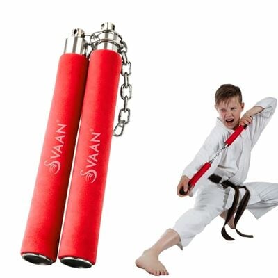 Svaan Nunchaku| Nunchucks | Martial Arts Practice | Foam Nunchucks | Karate Kung Fu Taekwondo |MMA Self Defense Training for Beginners & Professionals | Color Red