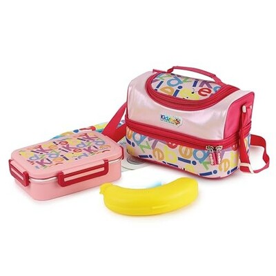 CELLO Kidzbee Series Mini Meal Set for Kids |1 Lunch with Banana and Attractive Jacket | Insulated Meal Carrier | Lunch Box Set for Kids | Pink