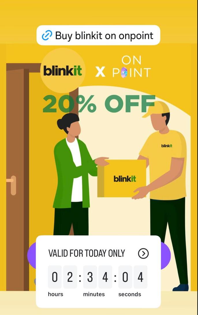 Blinkit Gift Voucher at 20% cashback + Extra 5% with SBI Cashback / Axis Cashback (Valid till tonight)
