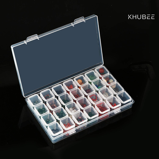 Khubee 28 Grid Transparent Bead Storage Box Organizer for Jewelry & Crafts @ ₹342