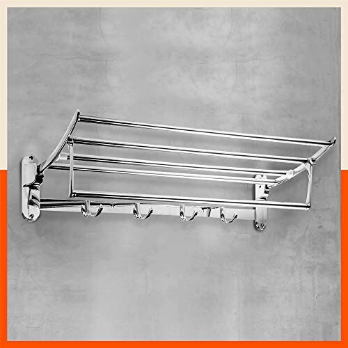 Aquila by Bathla - Dorado Stainless Steel Towel Rack/Holder/Stand for Home | Wall Mountable & Foldable | Corrosion Resistant Chrome Finish (Large - 24 inches)