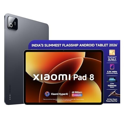 XIAOMI Pad 8 | Flagship Snapdragon 8s Gen 4 |11.2" 3.2K ImmersiView Display | 8GB, 128GB | Ultra Slim Metal Design | 9200mAh Battery | 68 Bn+ Colours HyperAI | Wi-Fi 7 | Graphite Grey