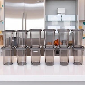 FINWARE Plastic Grocery Container  - 1100 ml (Pack of 12, Black)