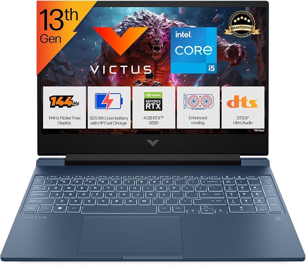 HP Smartchoice Victus, 13th Gen Intel Core i5-13420H, 4GB RTX 3050, 16GB DDR4 Laptop
