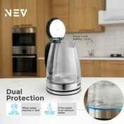 NEV VETRO 1.8 L Electric Glass Kettle with Double-Wall Insulation | 1350 W Fast-Boil