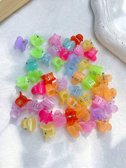 NEOBABY Mini Colorful Sparkling Heart Design Tiny Hair Clip for Multiple Hair Styling | Hair Claws Accessories for Kids Baby Girls and Women's Candy Colors (Pack of 24)