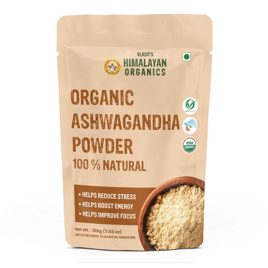 Vlado's Himalayan Organics Organic Ashwagandha Powder - 100 gm (0.22 Lb)
