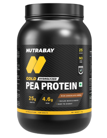 Nutrabay Gold Pea Protein - 1 Kg (2.2 Lb), Rich Chocolate Creme