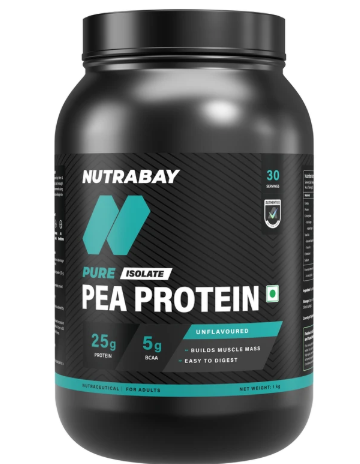 Nutrabay Pure Pea Protein Isolate - 1 Kg (2.2 Lb), Unflavoured