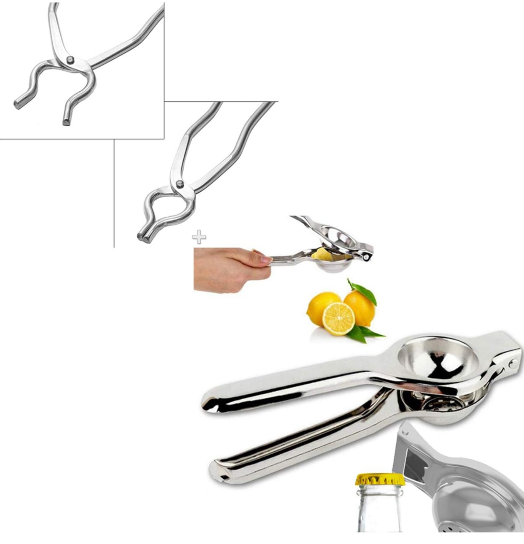 Bazaar : India Craft Steel Lemon Squeezer + Opener (8.5") 