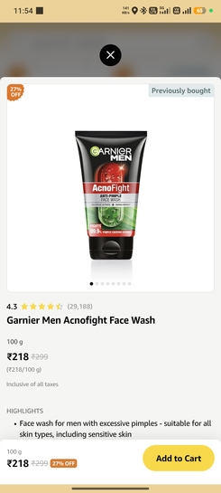 Garnier Men Acnofight Face Wash