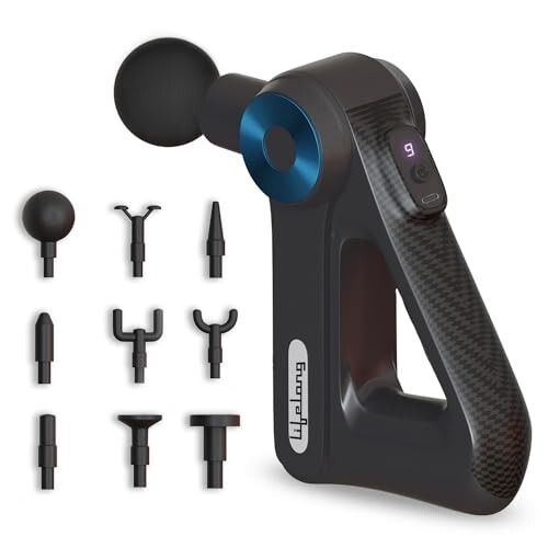 Lifelong Gun Massager for Pain Relief with 9 Massage Heads Massage Gun Machine for Full Body - Gun Massager Rechargeable with 9 Speed Levels & Easy-Grip Handle for Muscle Massage of Back