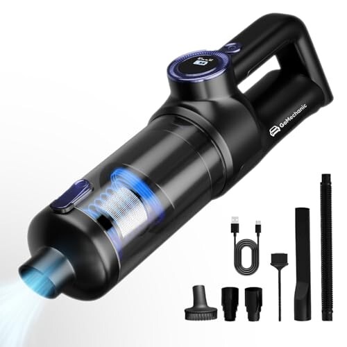 GoMechanic Wireless Vacuum Cleaner for Home and Car | High-Power 14000 Pa Suction with BLDC Motor | USB-C Rechargeable |2 Suction Modes | Portable & Stylish Design with LED Light