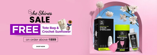 Pee safe: She shines sale - Upto 50% Off Free Tote Bag & Crochet sunflower on ₹899